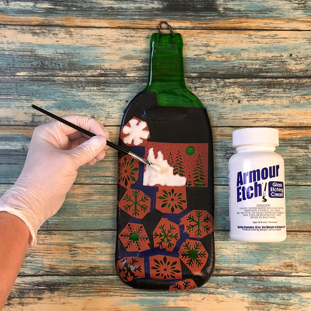 Cozy Cabin Slumped Wine Bottle