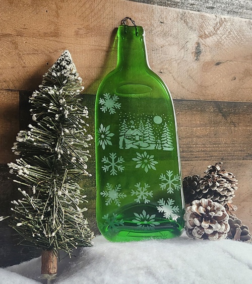 Cozy Cabin Slumped Wine Bottle