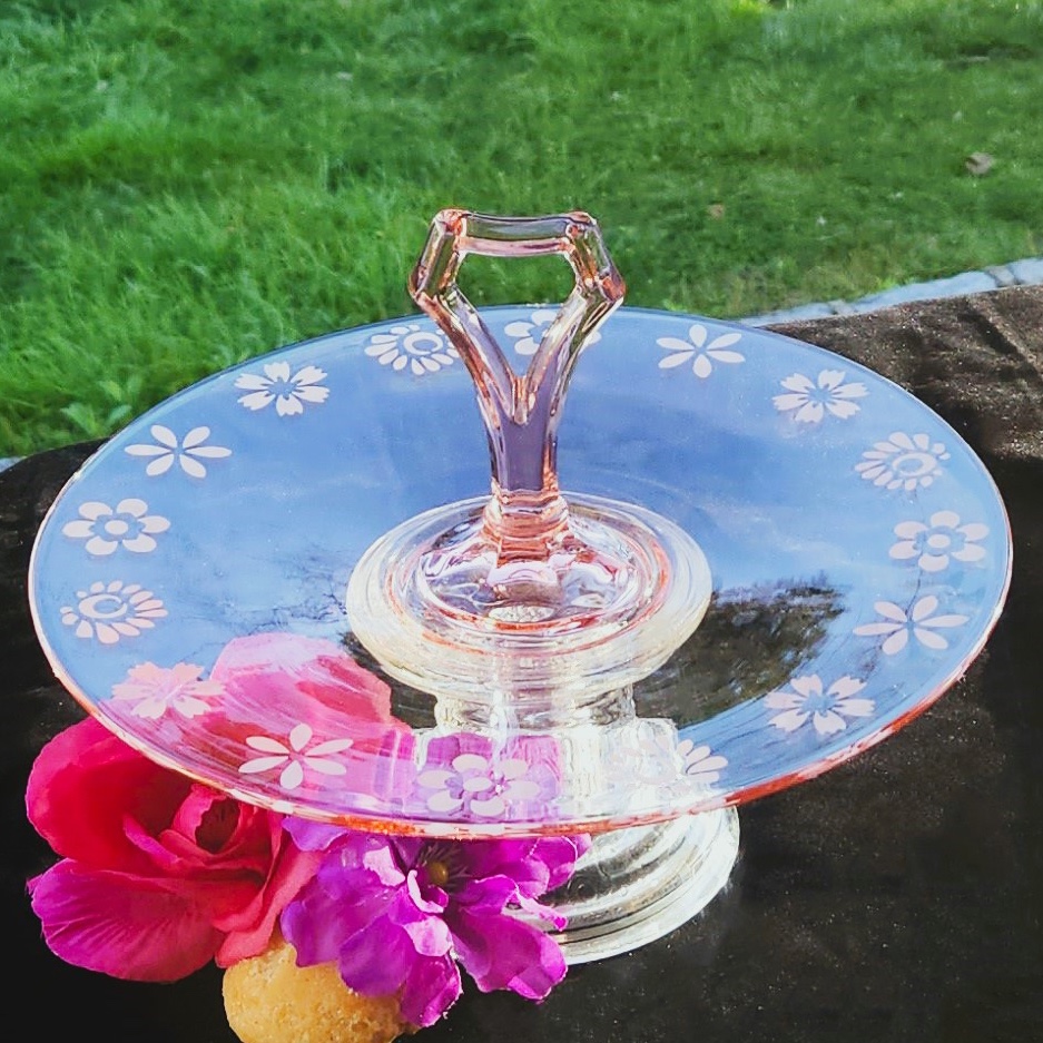 Pink Floral Tidbit Tray