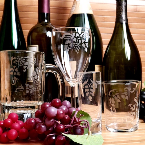 Vintage Grape & Line Barware